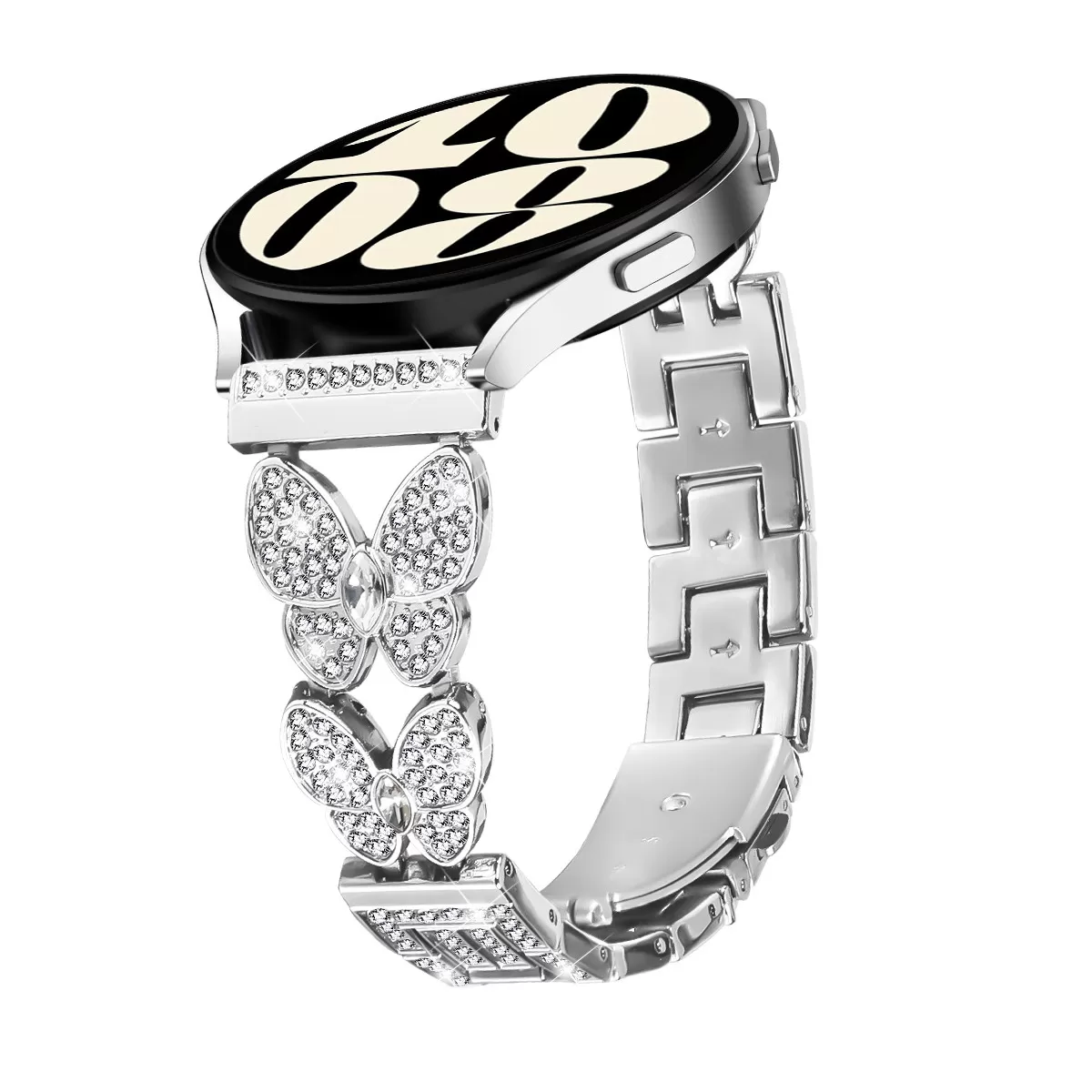 INF 22MM Diamantklockarmband med Dubbel Fjärilsspänne