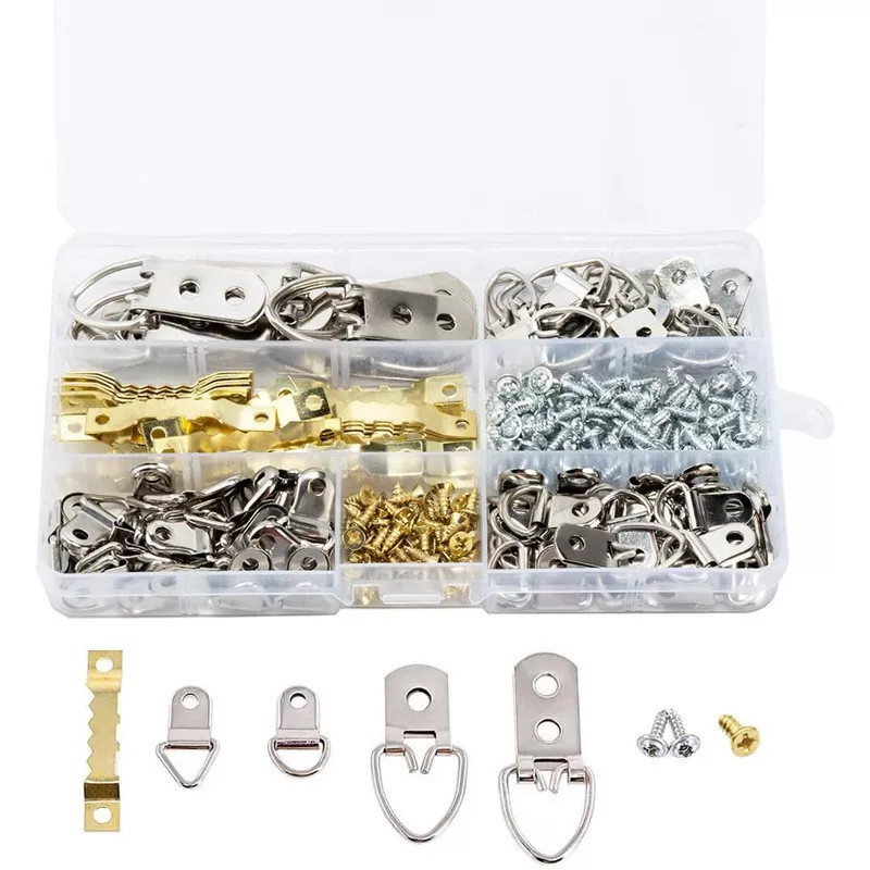 INF 270 delar metallram hängande kit med D-ringar, sågkanthängare och skruvar