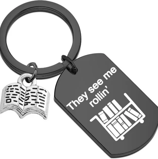 INF Svart Hundbricka Bok 5x2.8 Nyckelring i Rostfritt Stål