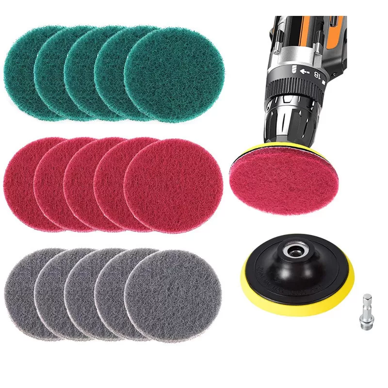 INF 17-delars set med nylonskursvampar med självhäftande baksida