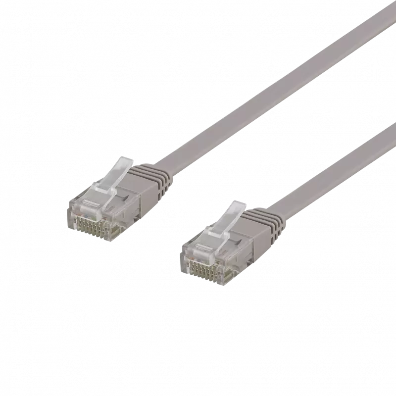 deltaco U/UTP Cat6 patch cable, flat, 10m, 250MHz, grey