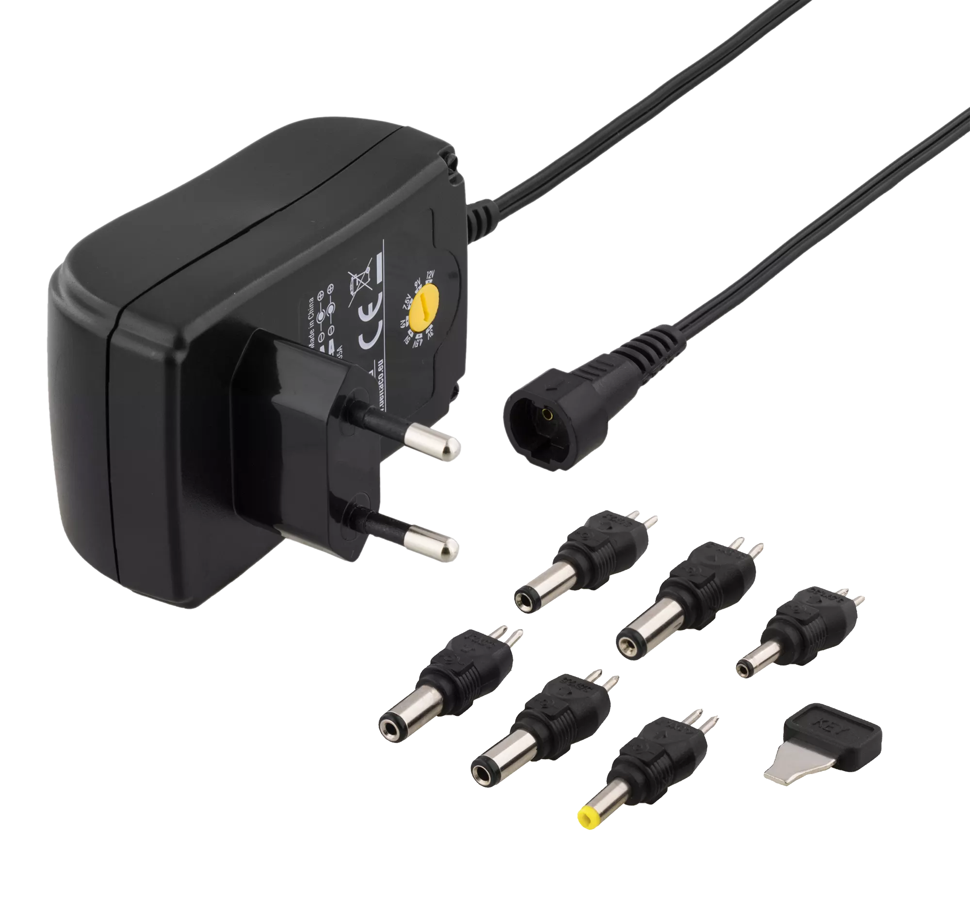 deltaco Power supply, 240 V to 3-12 V, 1.5 A, different tips, black