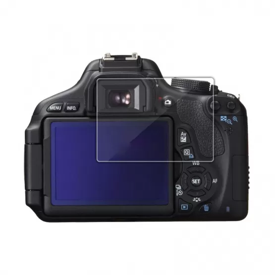 INF Skärmskydd i härdat glas för DSLR-kamera kompatibelt med Canon EOS 70D/80D, 0,26mm, rundade kanter, 2-pack med förpackning