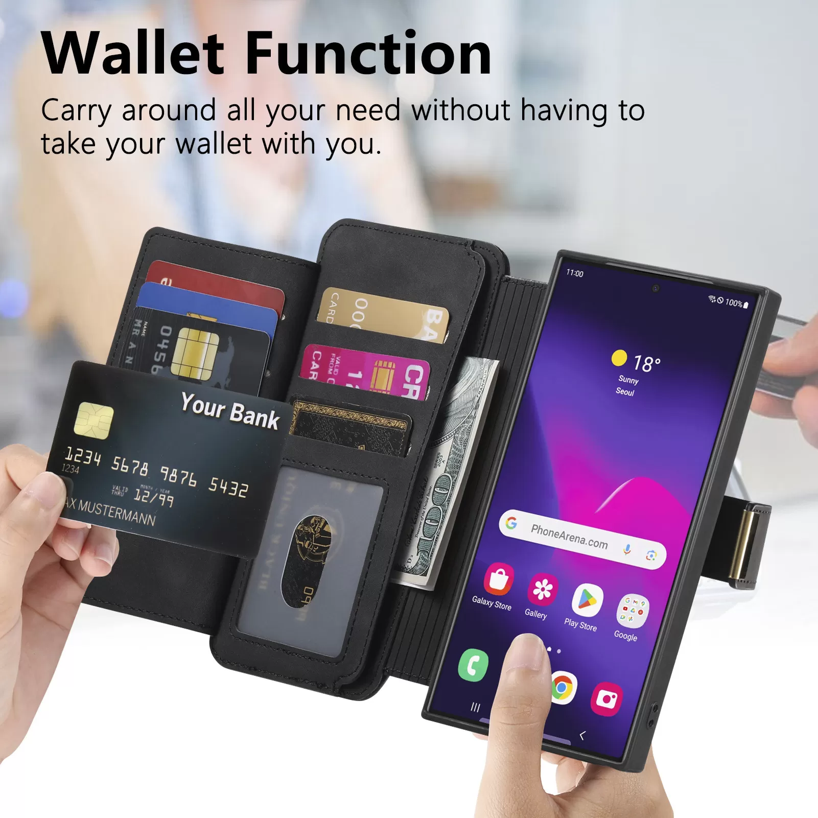 INF Magnetiskt 2-i-1 Plånboksfodral kompatibelt med Samsung Galaxy A25 - Svart PU-läder Samsung Galaxy A25