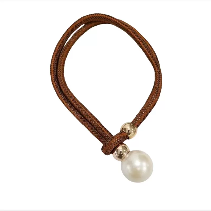 INF Eleganta gardinhållare med konstgjorda pärlor (set om 2) kaffe