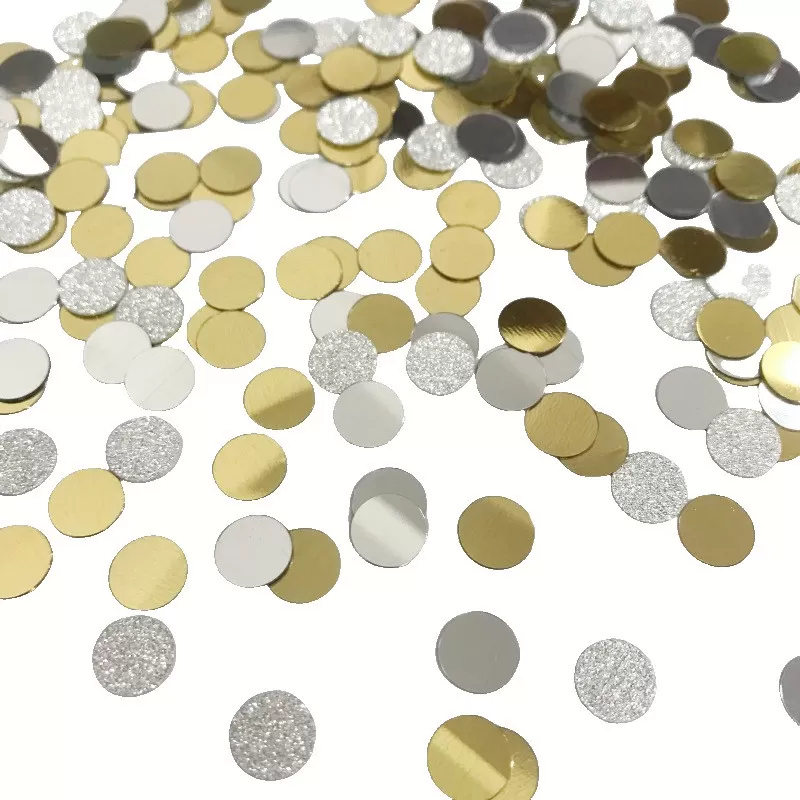 INF Glitterkonfetti, 8 mm runda paljettkonfetti 30 g silver+guld 30 g