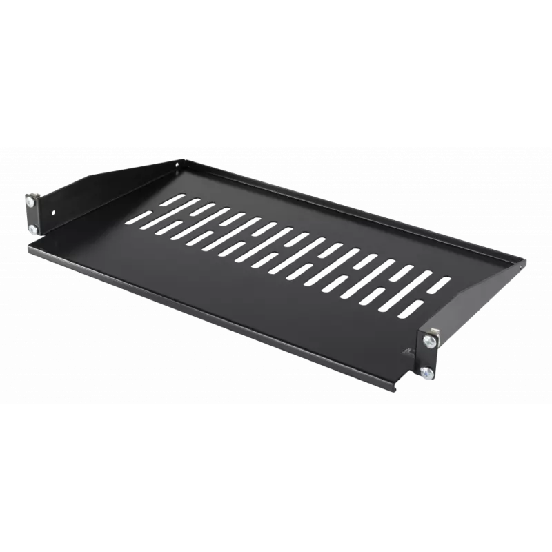 deltaco 19" fixed shelf, 1U, SPCC, vent holes, black