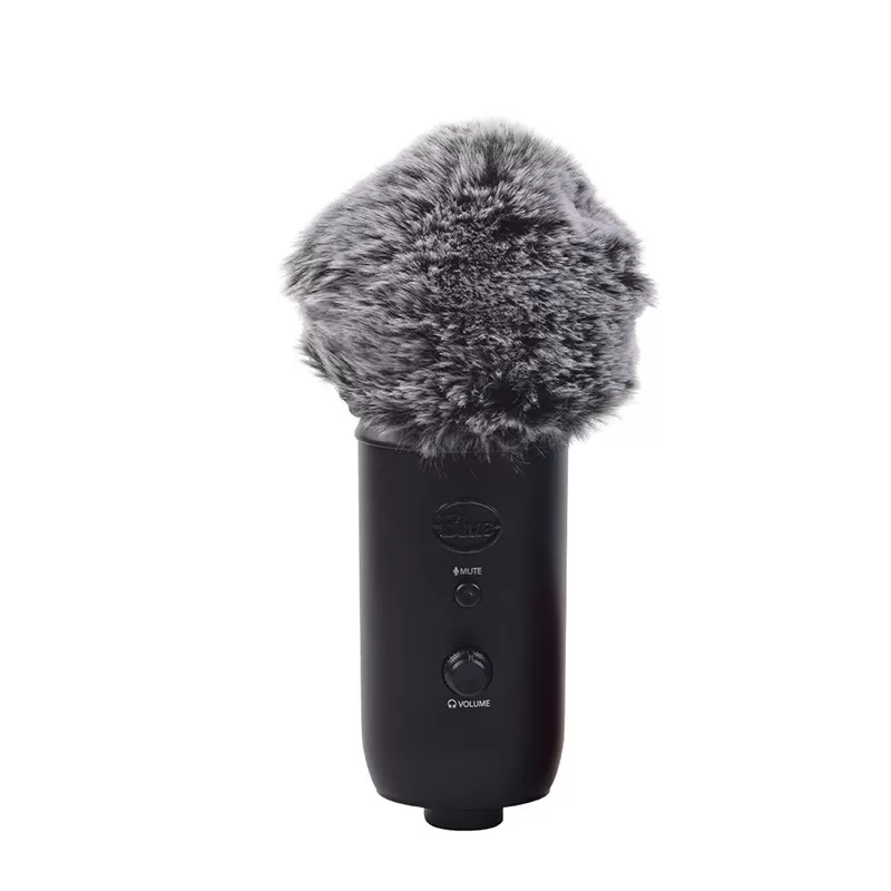 INF Mikrofonöverdrag i skumgummi, grått lurvigt vindskydd för Blue Yeti/Pro