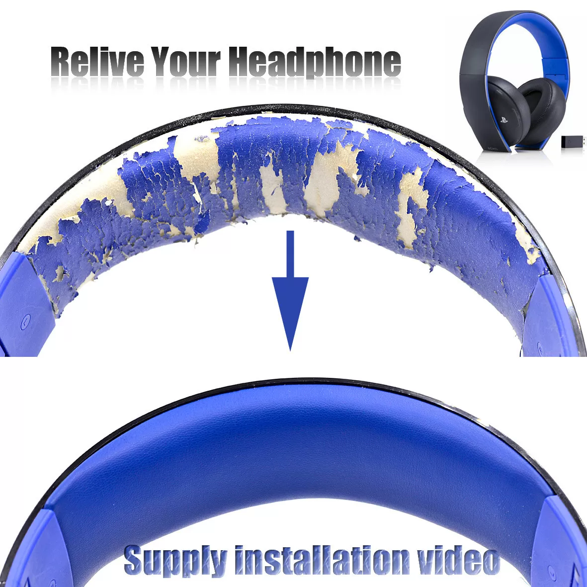 INF Ersättningshuvudband för Sony PS3 PS4 7.1 Gold Wireless Headset - Blå