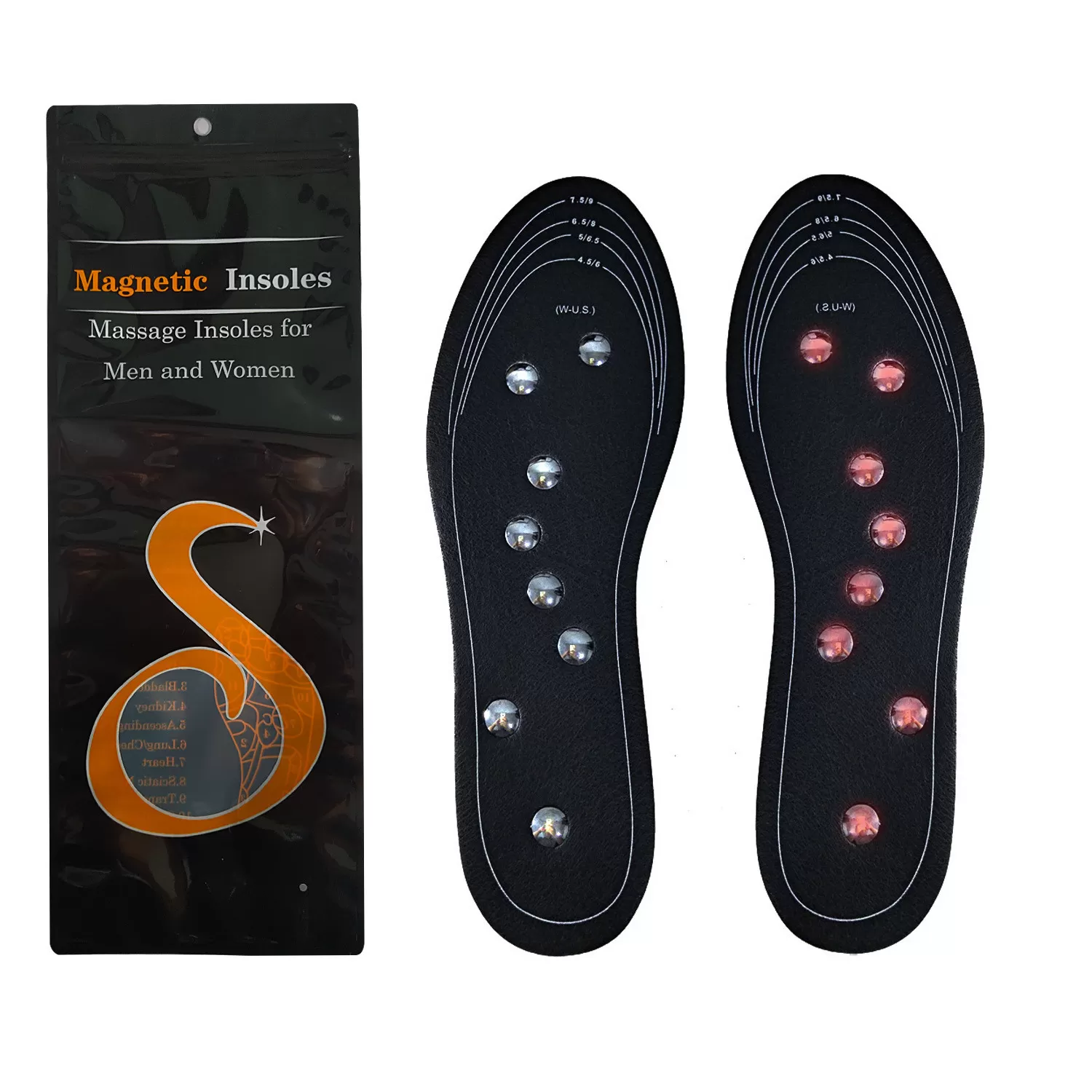 INF Magnetiska massageinnersulor i läder för män L