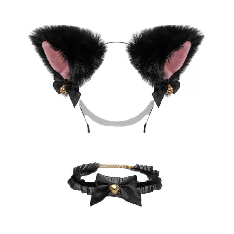 INF Lolita spets pannband med rosett choker Svart