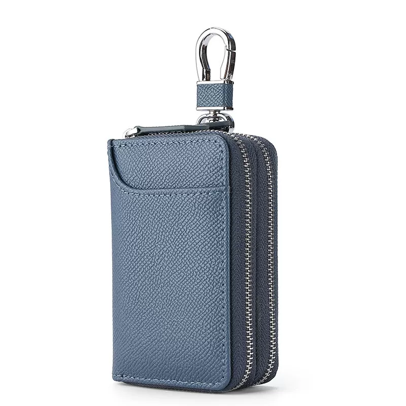 INF Nyckelfodral i äkta läder, multifunktionell nyckelplånbok med kortplatser