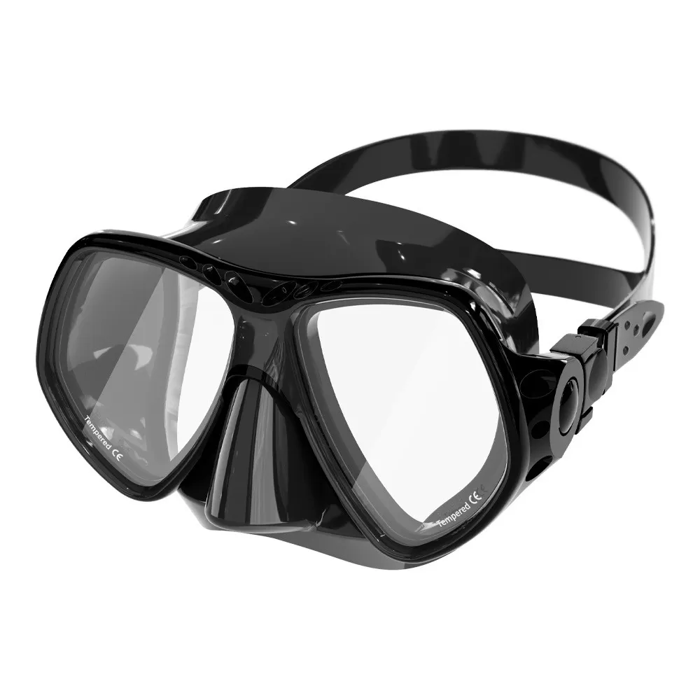 INF Dykmask - Hel ansikts snorkelmask för tydlig undervattenssikt Svart