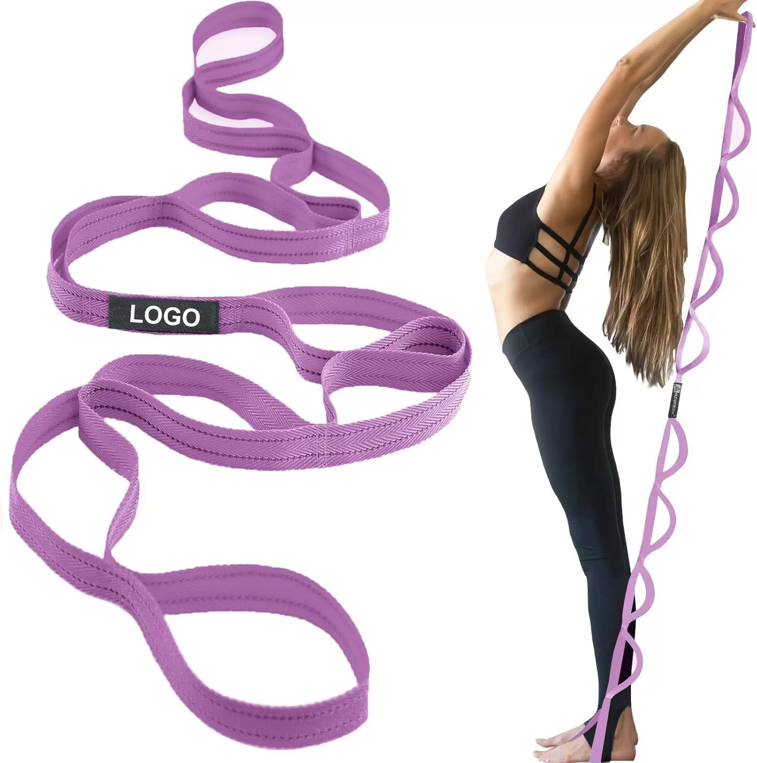 INF Lila yogastretchrem med reflekterande rand - 76 tum