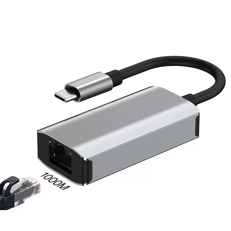 INF USB-C till Gigabit Ethernet-adapter med 3-portars hubb