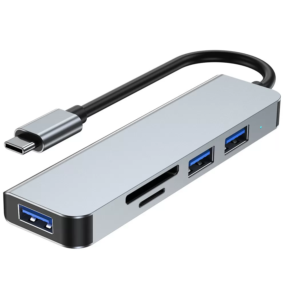 INF USB-C-hubb med SD/TF-kortläsare, 3.0+2.0x2 portar - Modell 2103T