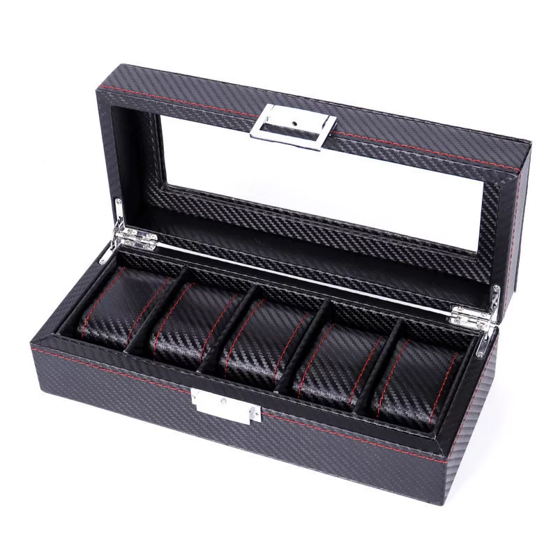INF Klockbox i kolfiber - 5 fack (Red Line Edition)