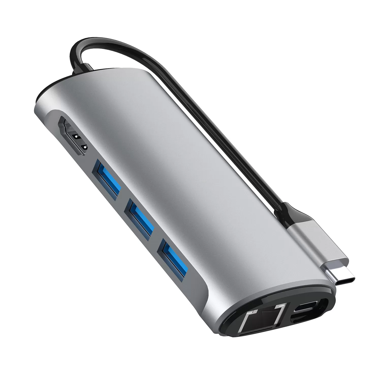 INF 8-i-1 Typ-C-hubb med flera portar, HDMI, RJ45, SD/TF-kortläsare