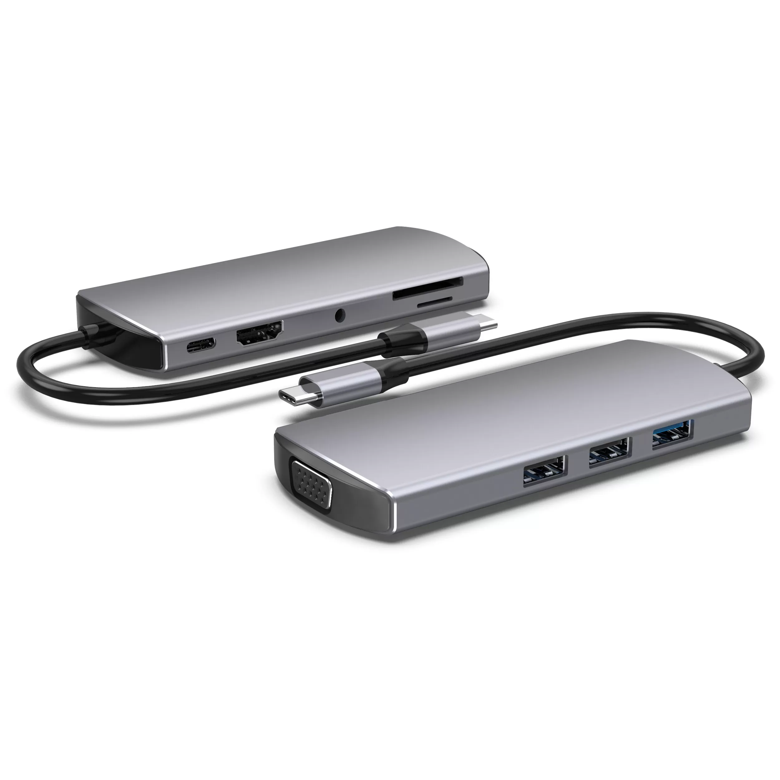 INF 9-i-1 USB-C-hubb med flera portar, inklusive HDMI, VGA och Ethernet