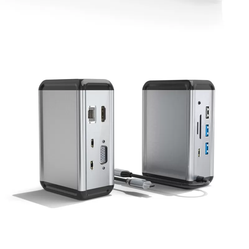 INF 12-i-1 USB-C-hubbadapter med HDMI, VGA, Ethernet och mer