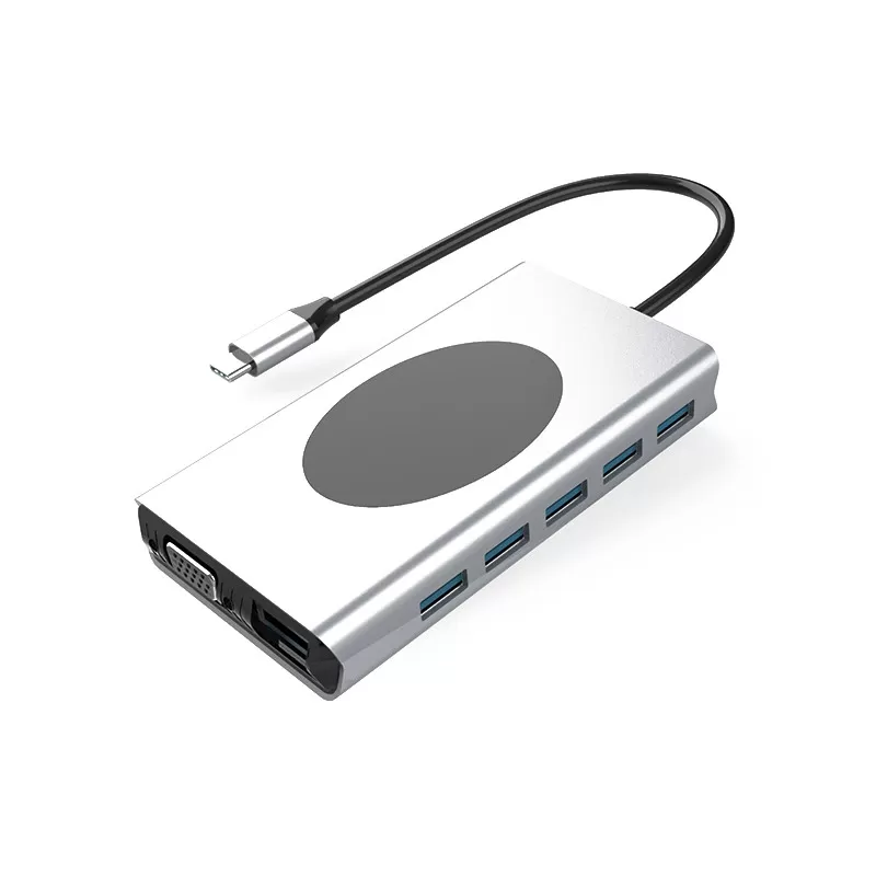 INF 13-i-1 USB-C-hubb med HDMI, VGA, Ethernet, SD-kortläsare och mer