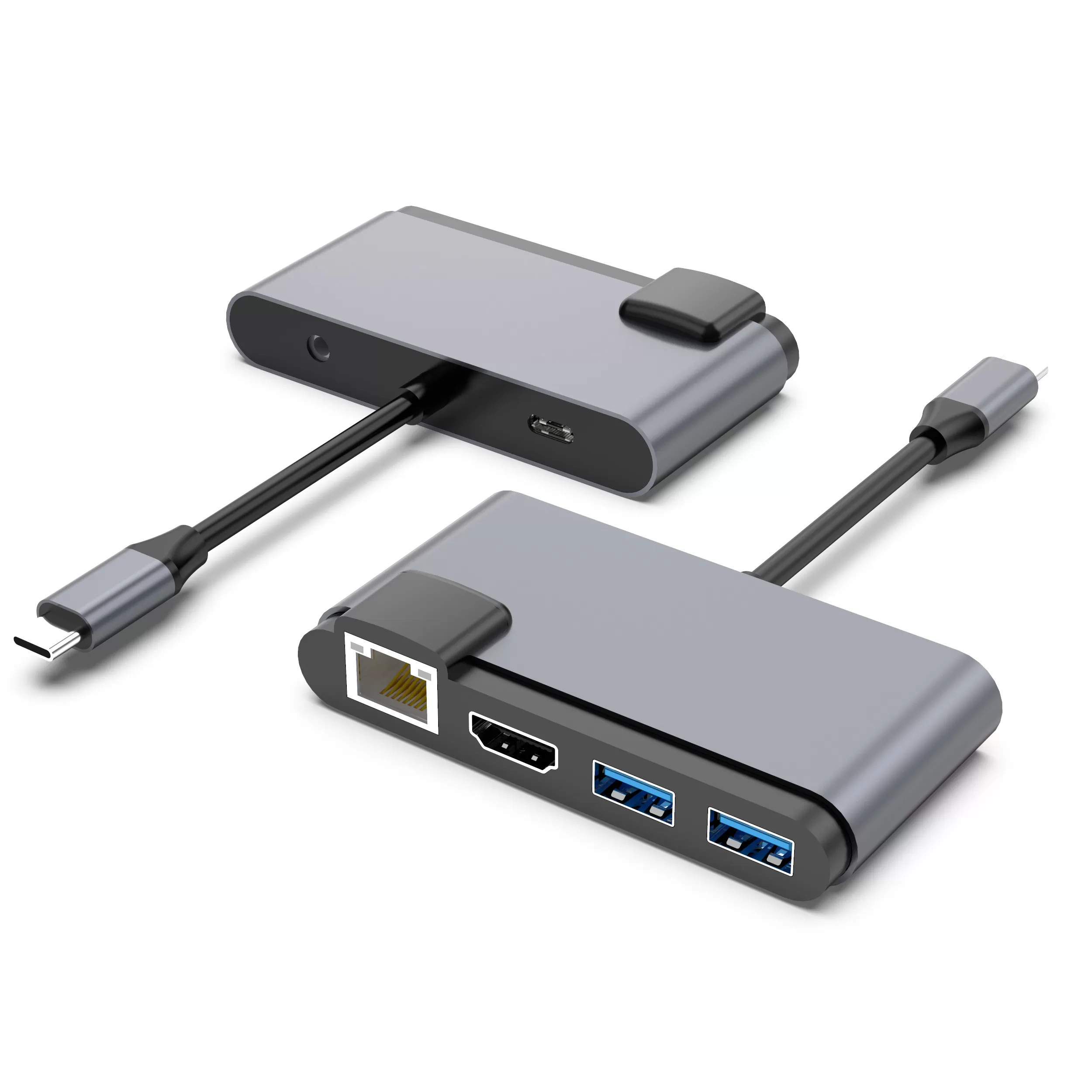 INF 6-i-1 USB-C-hubb med HDMI, RJ45 och USB 3.0