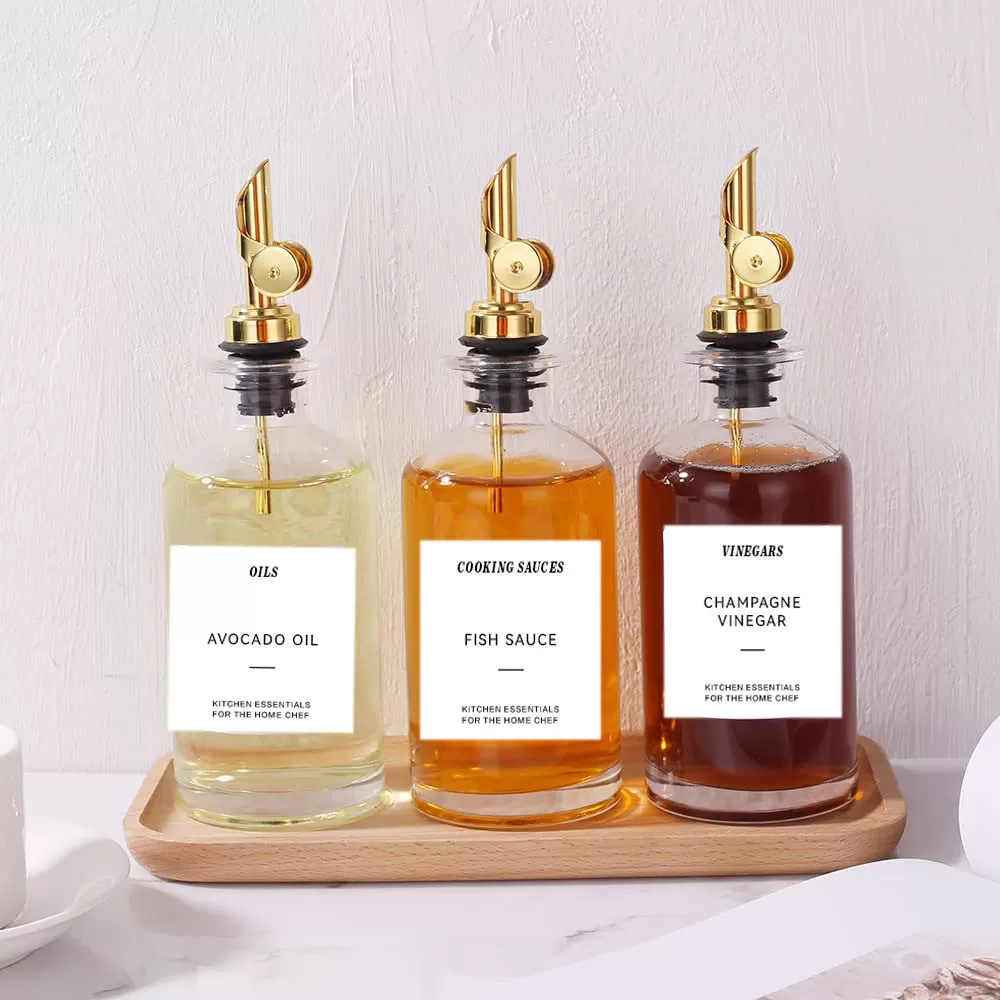 INF Etiketter för olivoljeflaskor, vattentäta avtagbara kryddburksetiketter (35 etiketter)