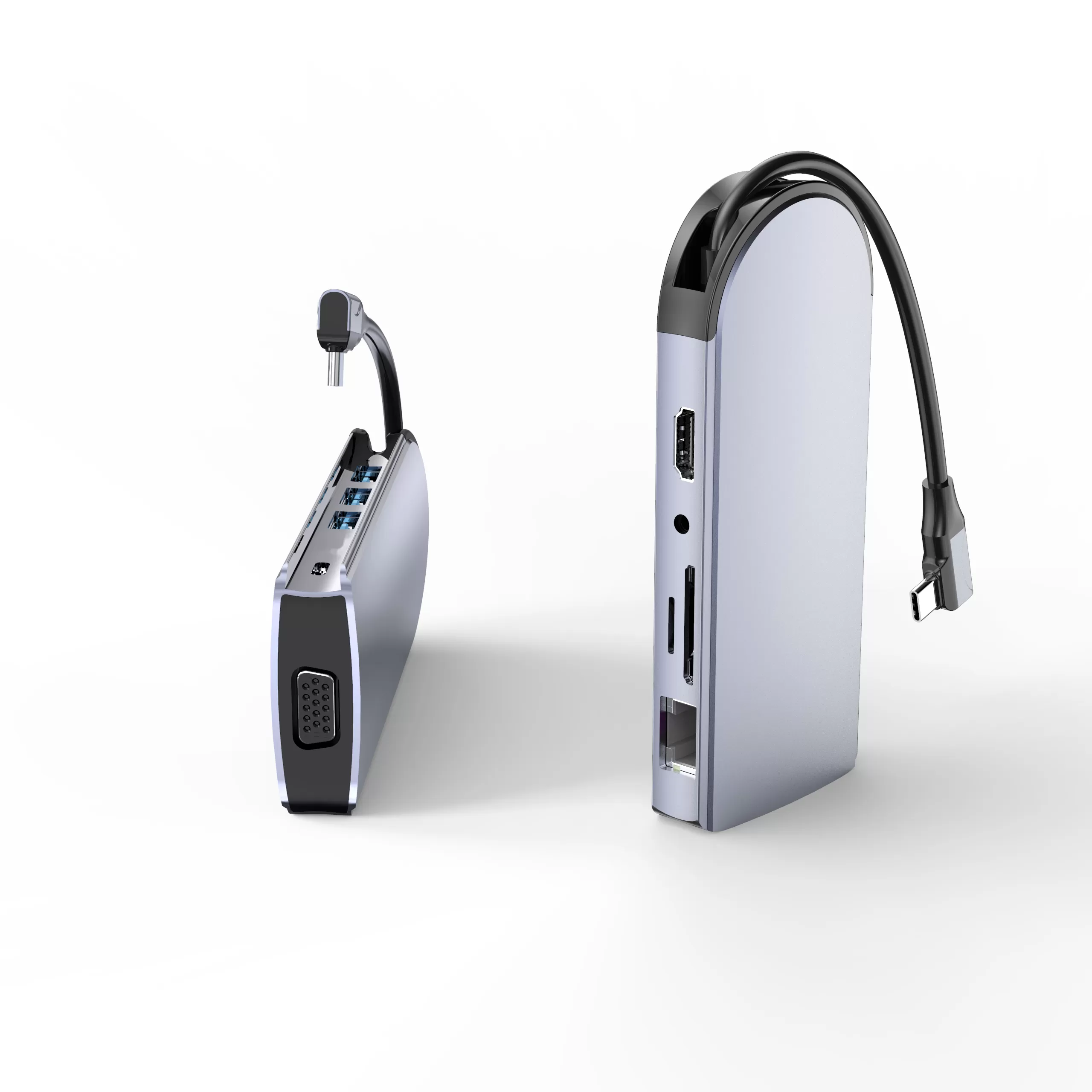 INF 9-i-1 USB-C-hubb med HDMI, PD-laddning och SD/TF-kortläsare