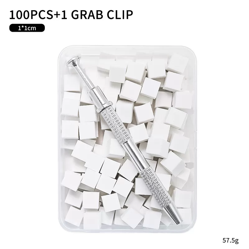 INF Mini Nail Art Sponge - 100 st vita fyrkantiga blandningssvampar med fodral