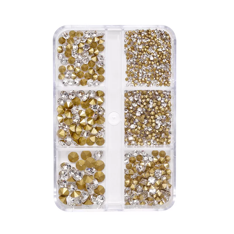 INF Kristallklara Strass för Nagelkonst - Set med 6 Fack