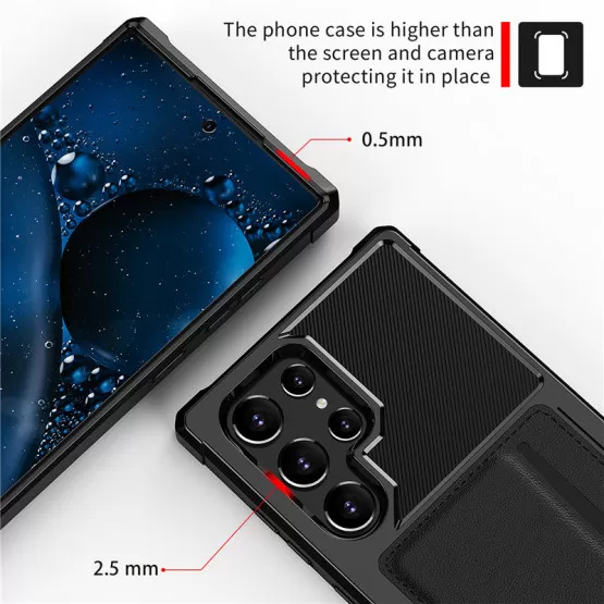 INF Skyddsfodral för Samsung-telefon med korthållare - Svart Model 5
