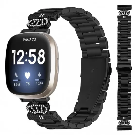 INF Glittrande klockarmband med tre pärlor för Fitbit Versa 3/4/Sense 2