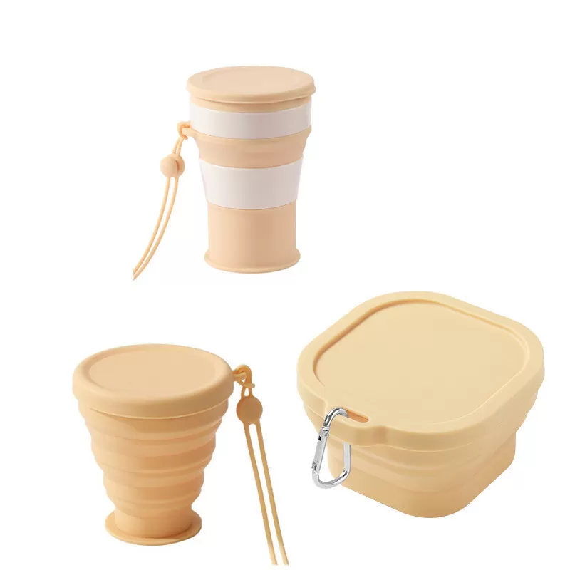 INF Hopfällbart campingset med skål och mugg (3 delar) Gul