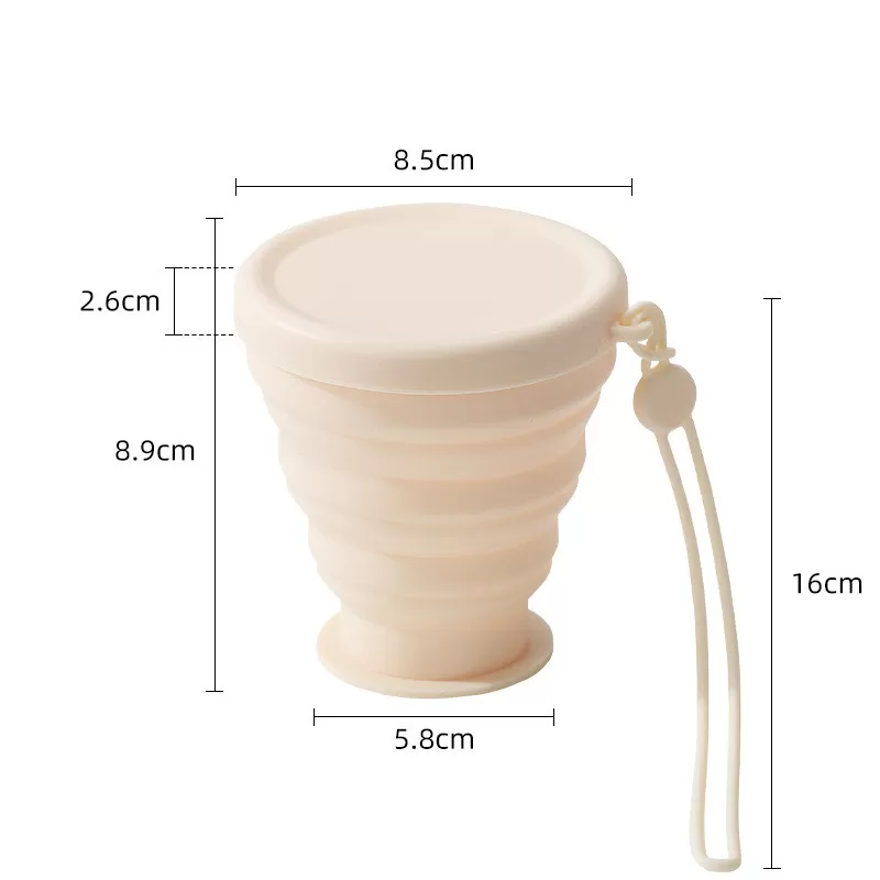 INF Hopfällbar silikonmugg - 200 ml bärbar vikmugg för resor Vit