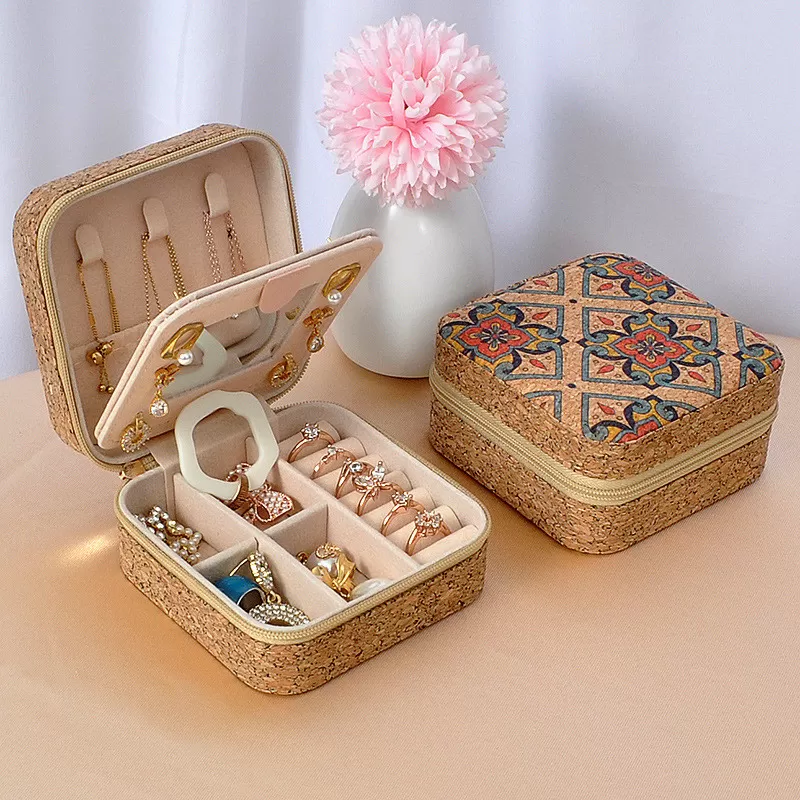 INF Ny avancerad vintage smyckeskrin kompatibelt med PU tryckt material och multifunktionell förvaring Modell 4