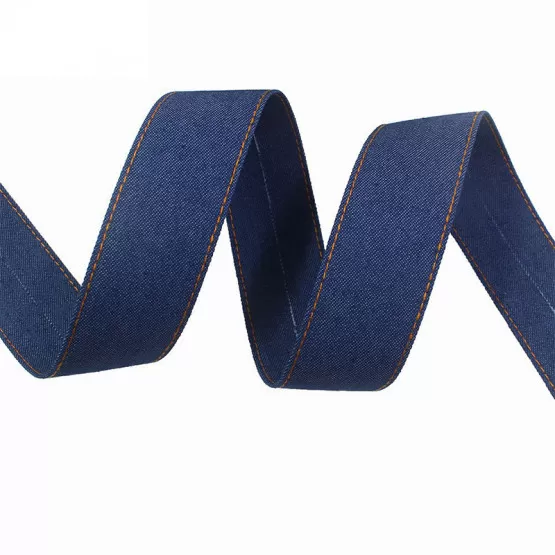 INF Denimband med gul söm - 5 cm bred