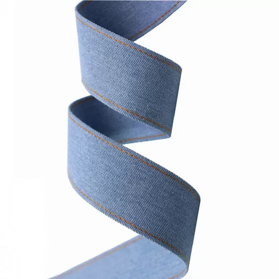 INF Denimtygband med gula sömmar - ljus färg, 5 cm bred