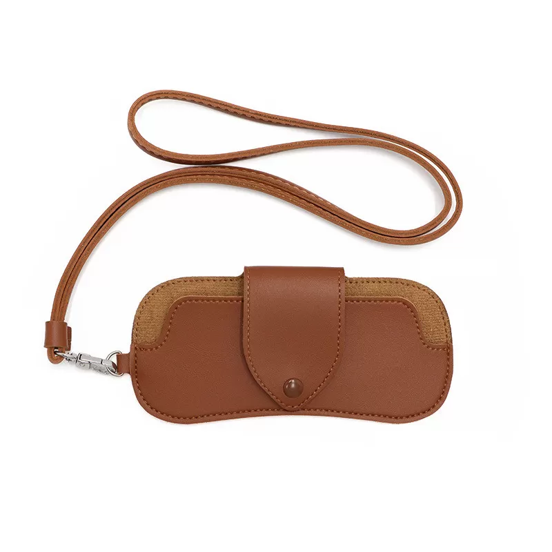 INF Bärbart solglasögonfodral - PU-läderglasögonpåse med nackrem