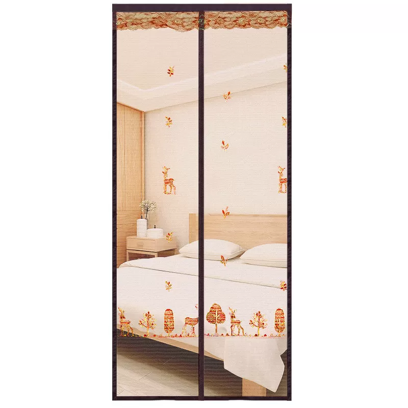 INF Magnetisk skärmdörr med broderat skogshjortmotiv, 90x220cm