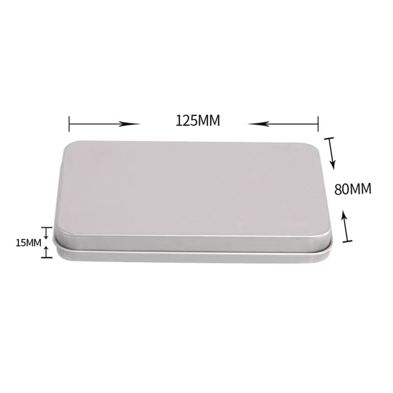 INF Rektangulär tennplåtsask - Silver (12,5x8x1,5cm)