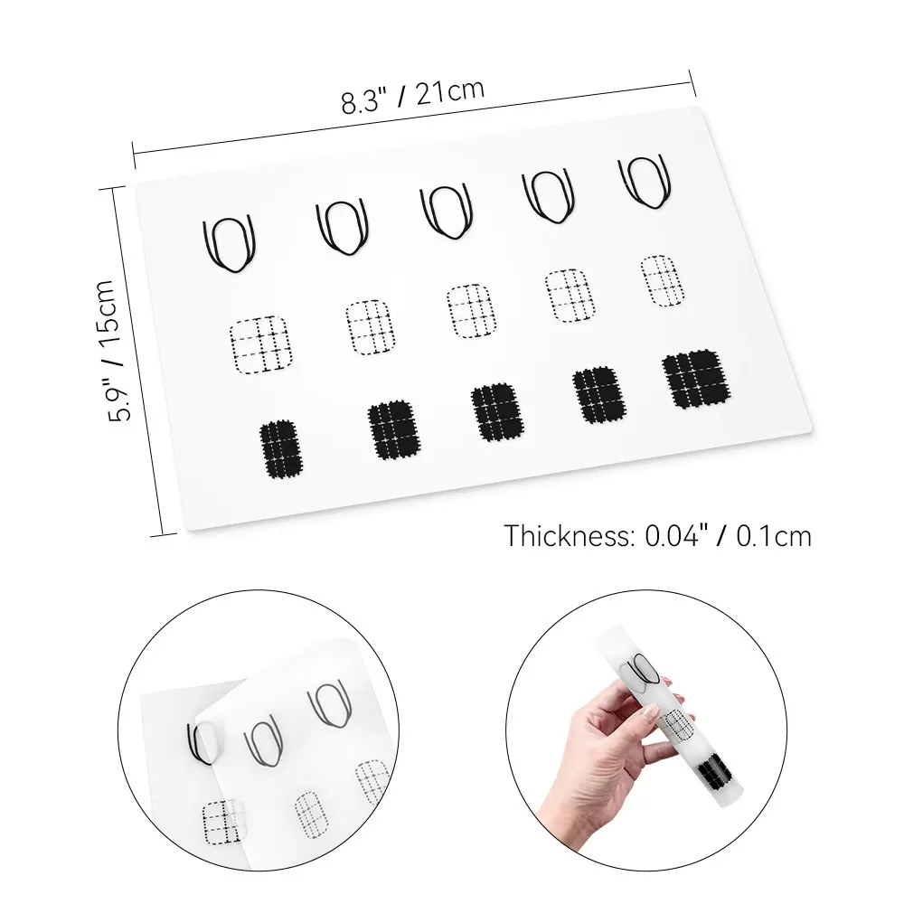 INF Nagelövningsmatta i silikon kompatibel med SE-kunder, vit, 21x15x0,1cm, skyddar arbetsytor och underlättar färgblandning