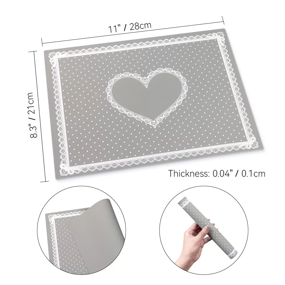 INF Silikon nagelträningsmatta, Nagelkonstmatta för akryl nagelträning Grå