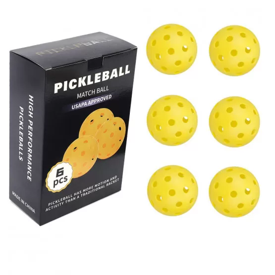 INF Picklebollar, set med 6, 40-håls picklebollar 74 mm Gul