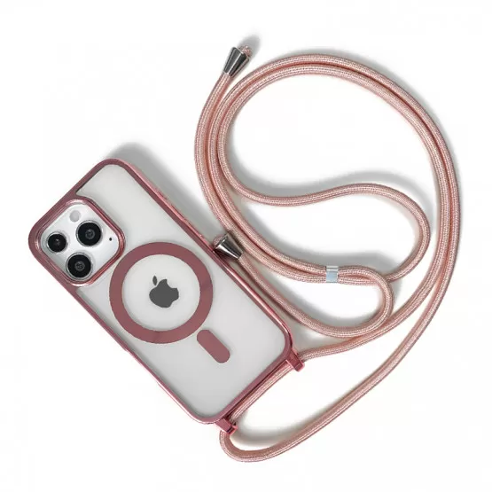 INF Magnetiskt skal med snodd för iPhone 15 Pro Max - Rosa Modell 11