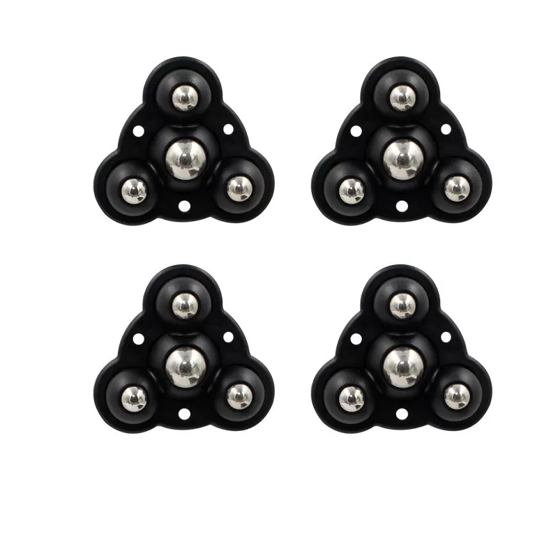 INF 16 st självhäftande länkhjul, 3+1 stålkulor, transparenta, 300 kg kapacitet (4-pack) Svart