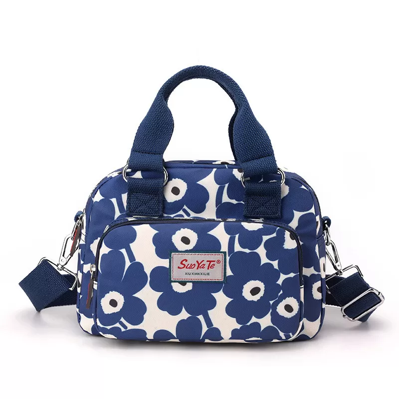 INF Fashion Floral Print Tote/Axelväska - Lättviktig, Vattenavvisande Nylon Handväska C