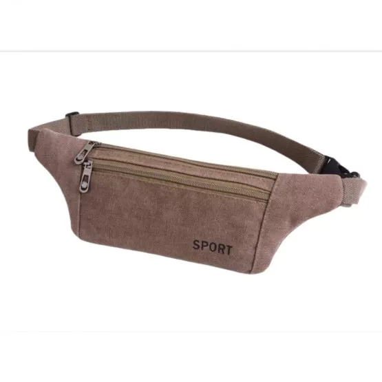 INF Midjeväska i canvas med ficka - Fannypack för utomhussporter kaffe