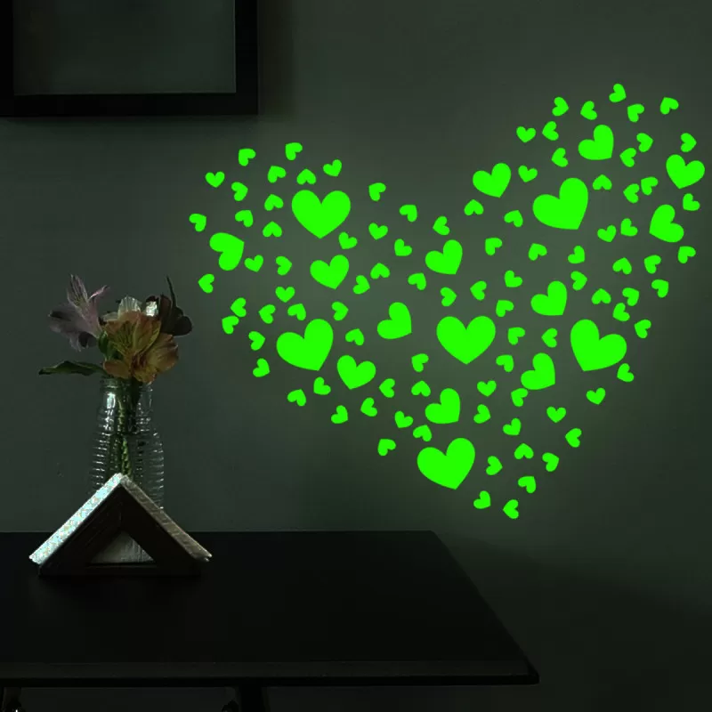 INF Glow in the Dark Hearts Stickers 2-ark