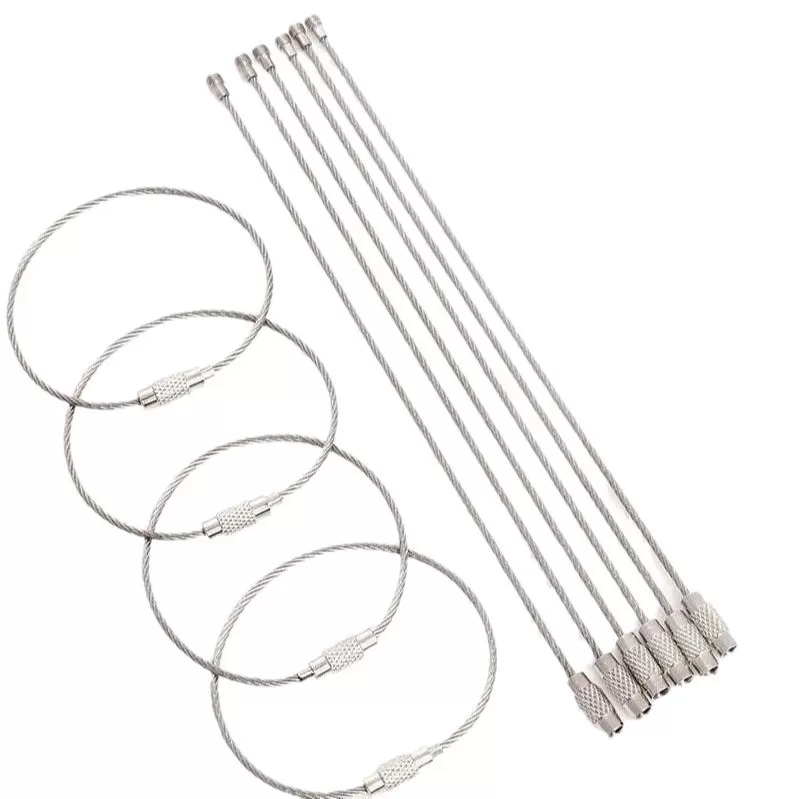 INF Nyckelring i rostfritt stål, 10-pack - Slitstark nyckelring med vajer