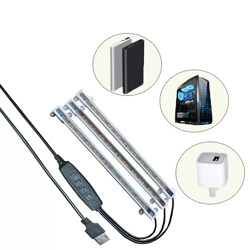 INF Växtlampa med stativ, 28 cm, trippelhuvud, USB-driven (adapter ingår ej)